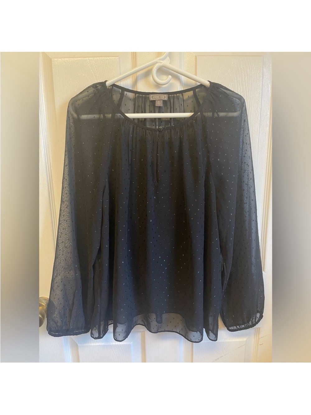 Point Sur Black Sheer Dot Blouse